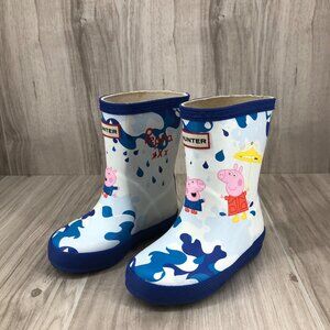 Hunter Peppa Pig Rain Boots Kids Toddler 6 Blue Rubber Slip On Outdoor Shoes